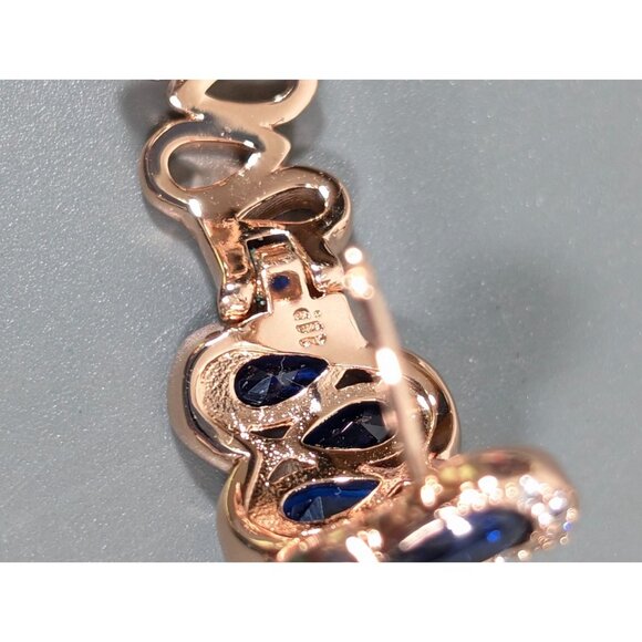 Bomb Party Faux Sapphire CZ Rose Gold Tone Hoop Huggie Earrings Pierced - Picture 6 of 10